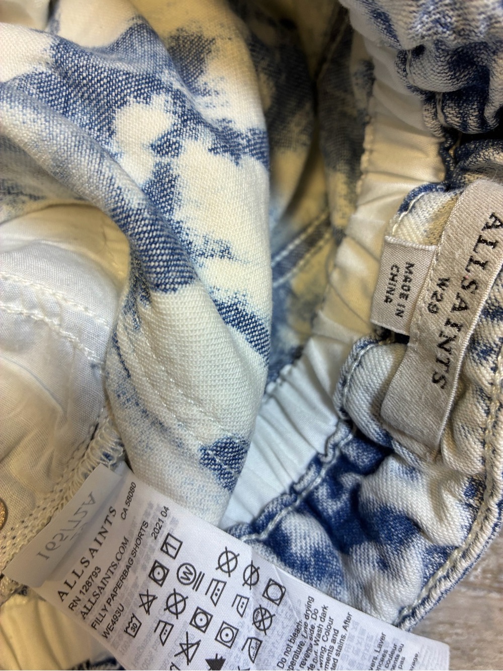 All Saints Filly Paperbag Denim Shorts High Waisted Belted Bleached - Picture 8 of 12